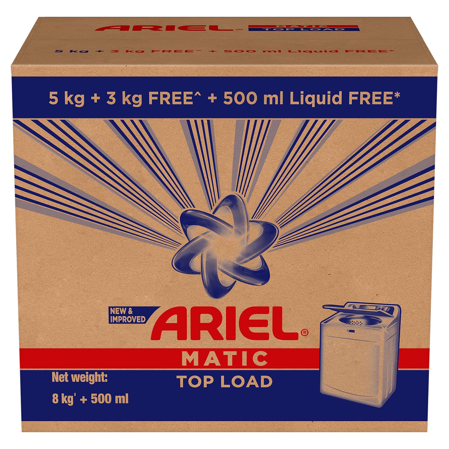 Ariel Matic Detergent Powder Top Load - 5kg + 3kg + 500ml Liquid free | Removes 100 Tough Stains in 1 wash | Specially Designed for Washing Machines | Fresh Fragrance - Image 7 thumbnail