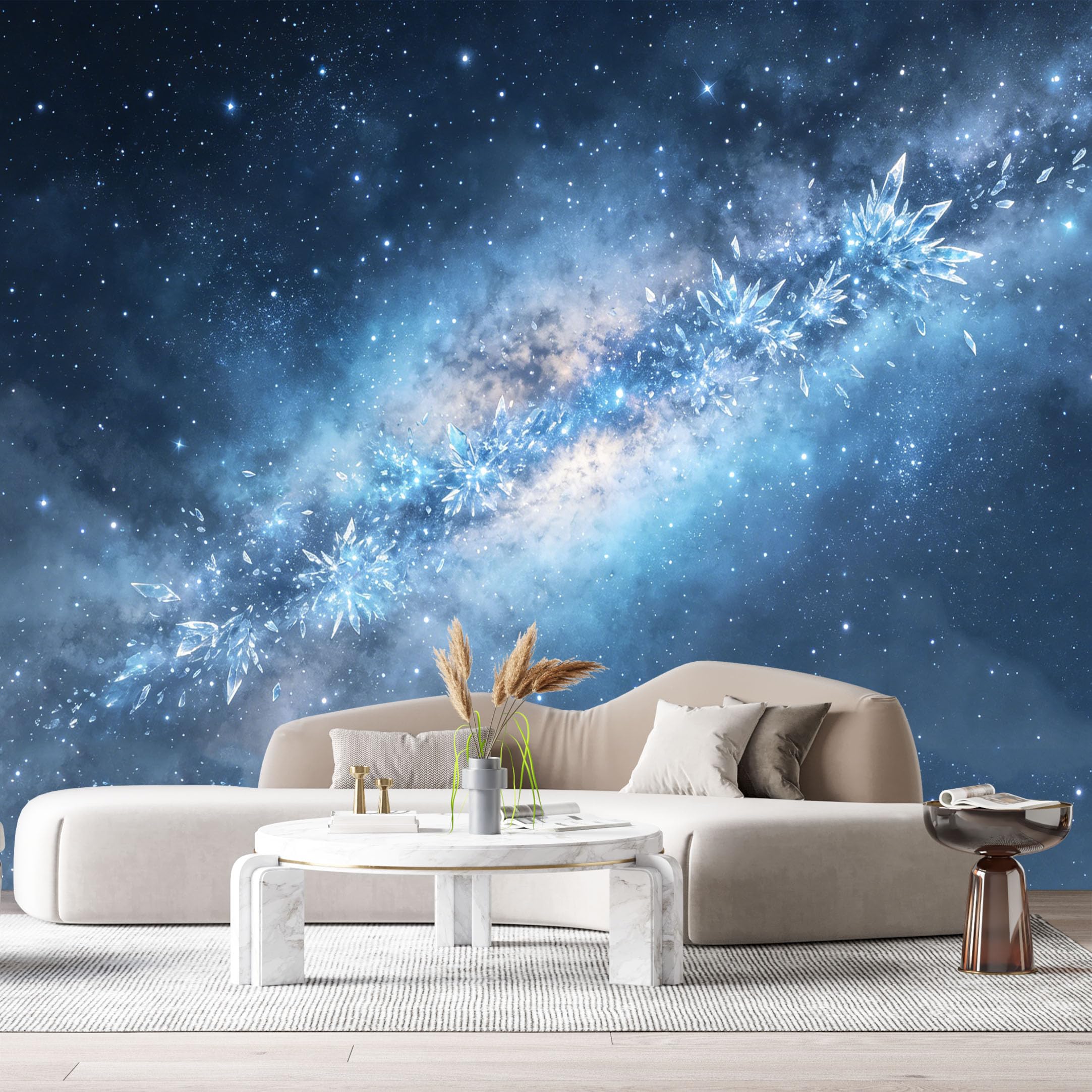 Custom Size Wall Murals Galaxy Nebula 3D Abstract Ice Crystal Stars Space SelfAdhesiveWall Fabric Removable Wallpaper Wall Decor for Living Room Bedroom Bathroom