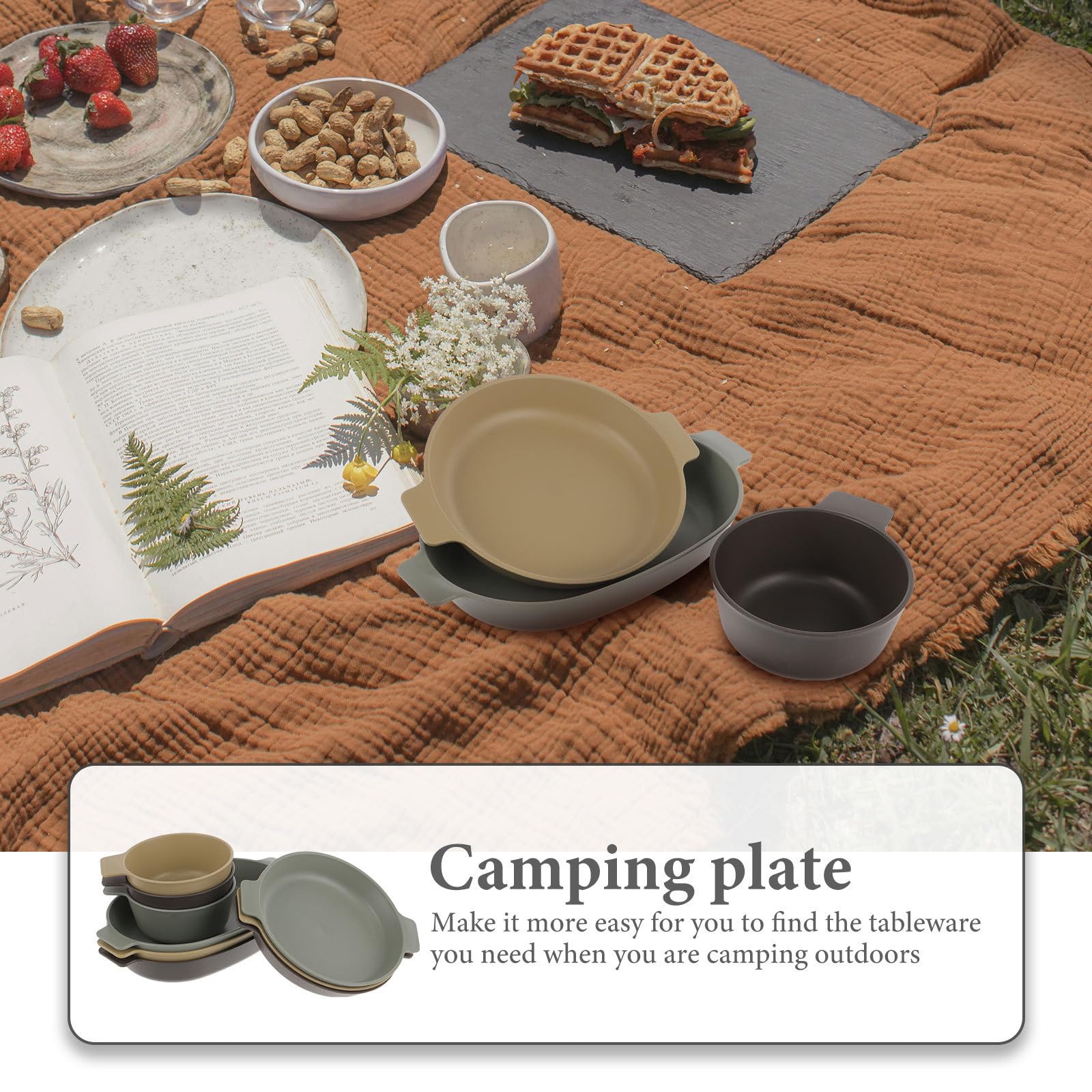Juego de Vajilla Portátil de Plástico Ligera para Camping y Barbacoa