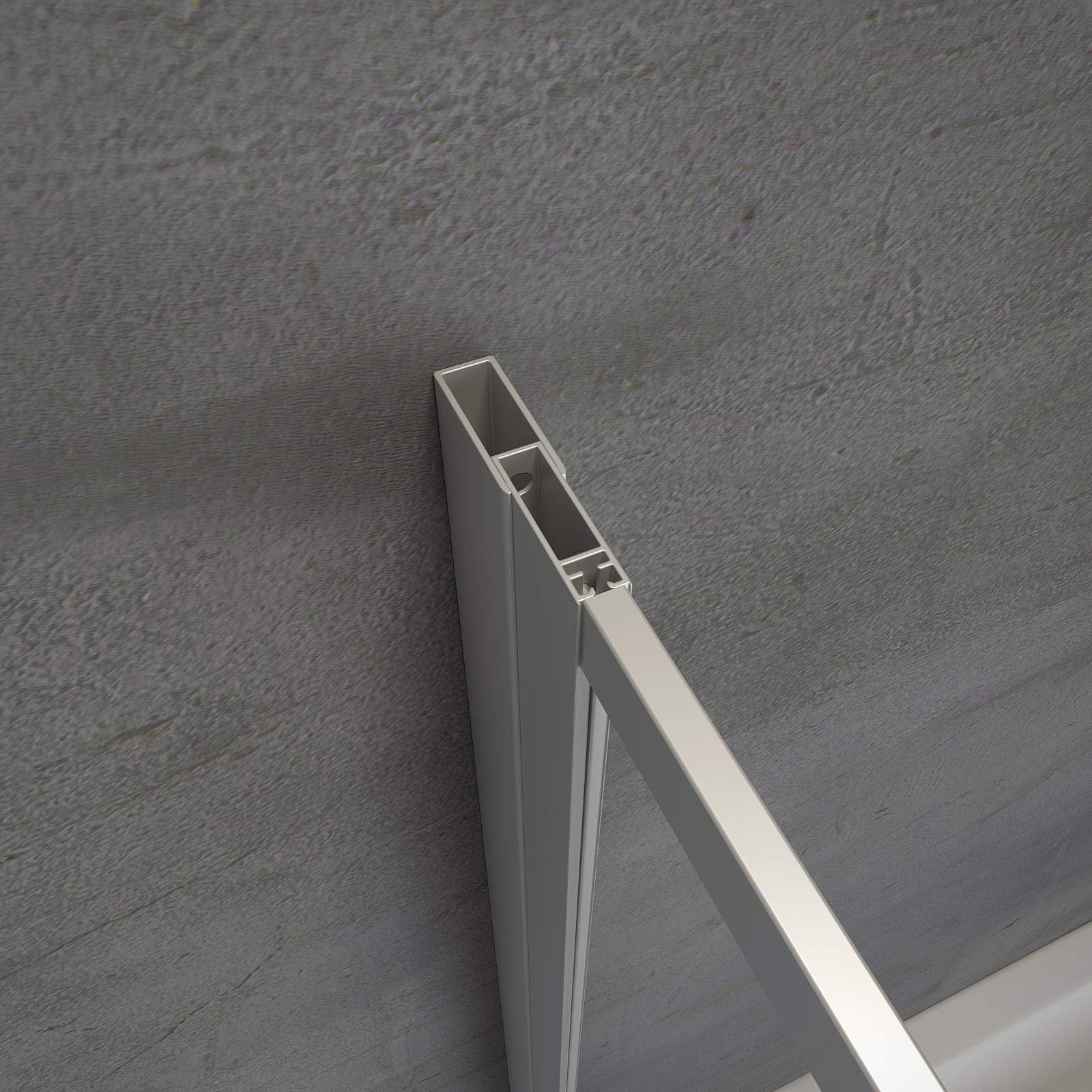 Schulte Duschwand für Badewanne, 129 x 140 x 75 cm mit Seitenwand, 3-teilig faltbare, ESG Sicherheitsglas Klar hell, Duschabtrennung, Alu Natur