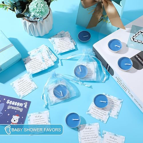 Miniatura 42 de 50 juegos de recuerdos de fiesta de baby shower, incluyendo 50 velas sin perfume para baby shower, bolsas de regalo, tarjetas para suministros