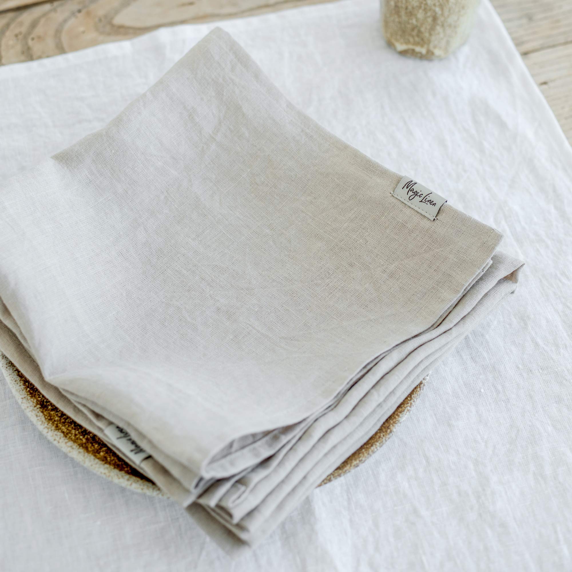 MagicLinen - Tovaglioli riutilizzabili in 100% lino per uso quotidiano, adatti per l'uso quotidiano, tovaglioli ecologici, colore: grigio chiaro