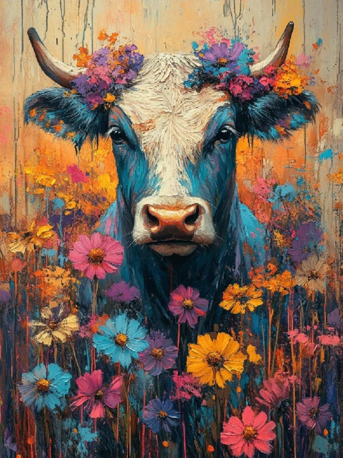 Diamentowe malowanie dla dorosłych duży rozmiar XXL 70 x 90 cm, diamentowe malowanie dziecko krowa, diamentowe malowanie dziecko kwiaty ręczna aktywność dla dorosłych, 5D DIY kreatywne prezenty dla