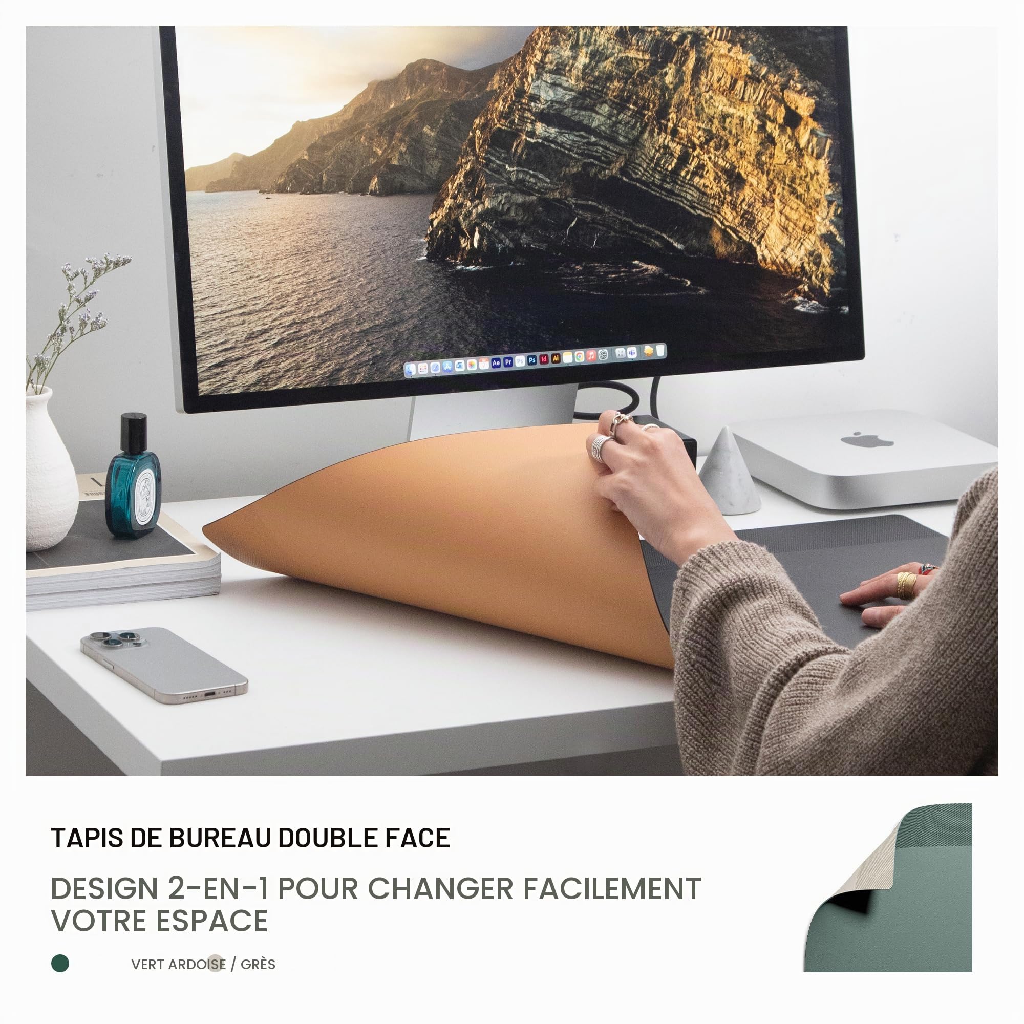 Native Union Tapis de bureau double face résistant à l'eau pour bureau ou maison – pour ordinateur portable, souris, clavier, écriture – facile à nettoyer et protecteur – 25,6" x 14, 1"