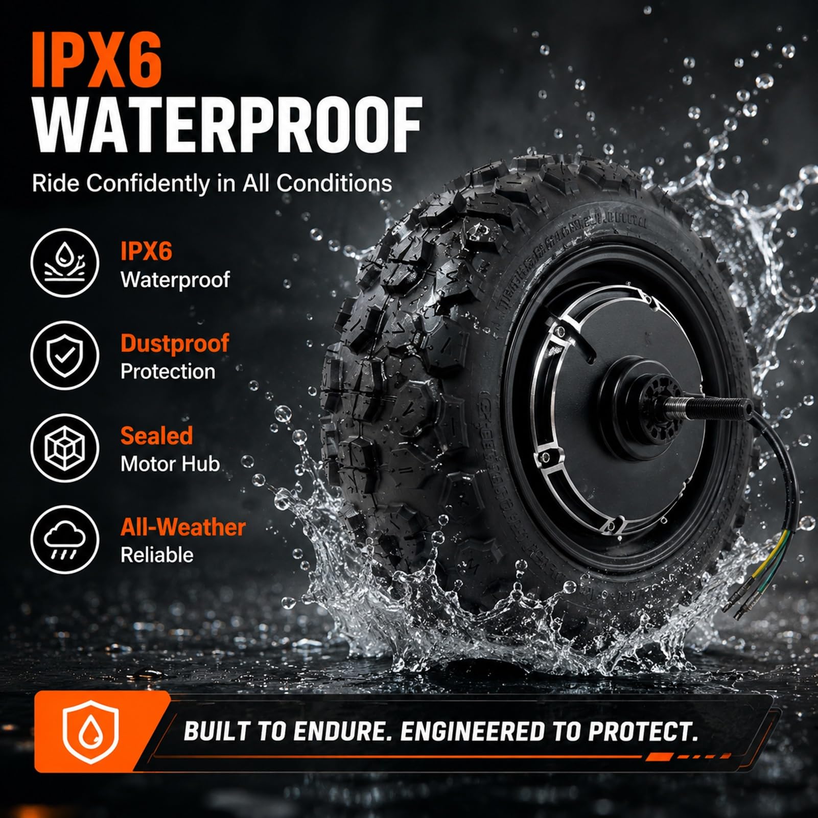 Motore Brushless per Monopattino,Ruota Tubeless 11x6.00-6 | Motore mozzo senza ingranaggi con larghezza forcella 150mm,protezione IPX6 e robusta costruzione in alluminio