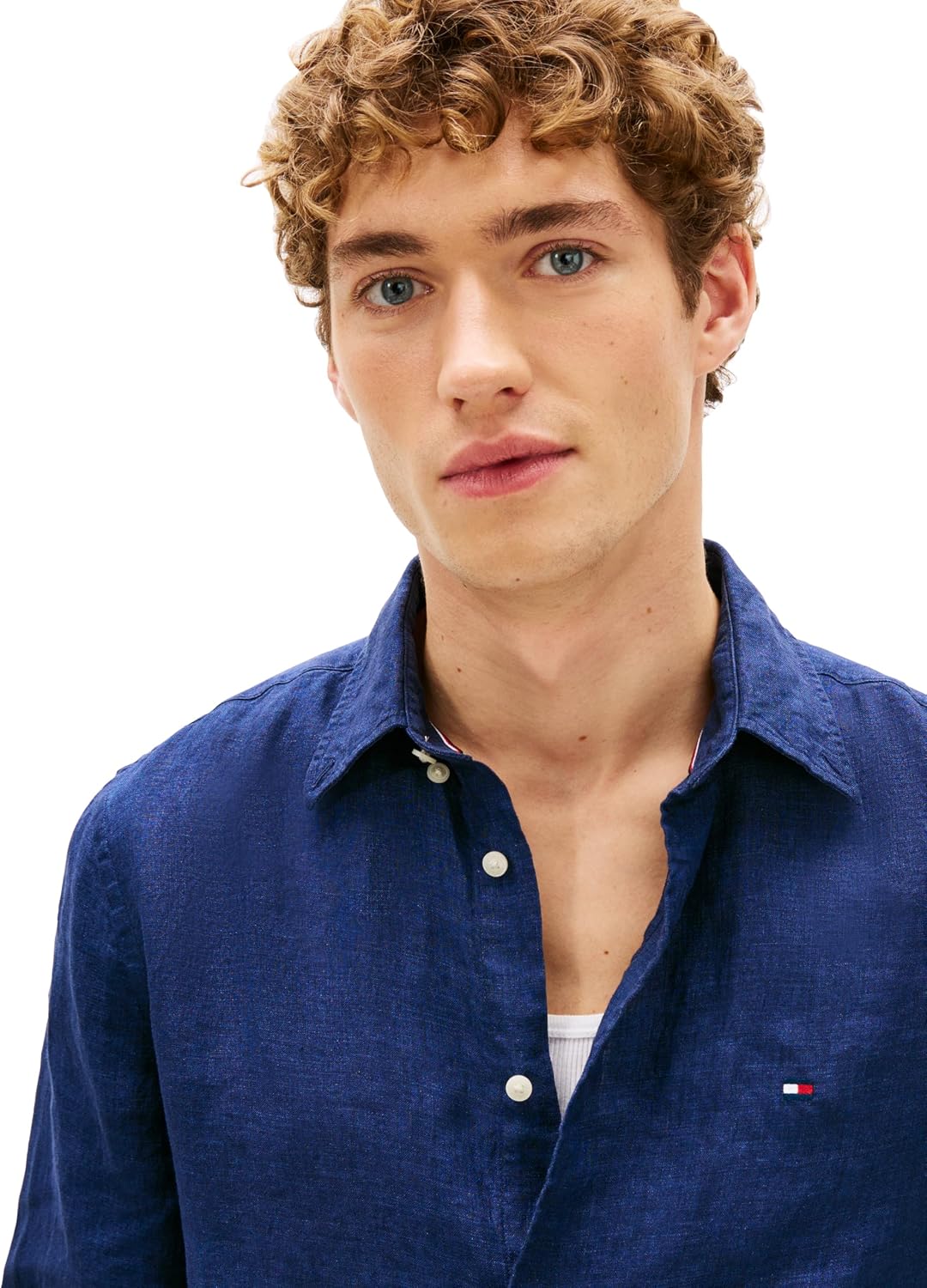 Tommy Hilfiger Men's Long Sleeve Casual Linen Button Down Shirts in Regular Fit
