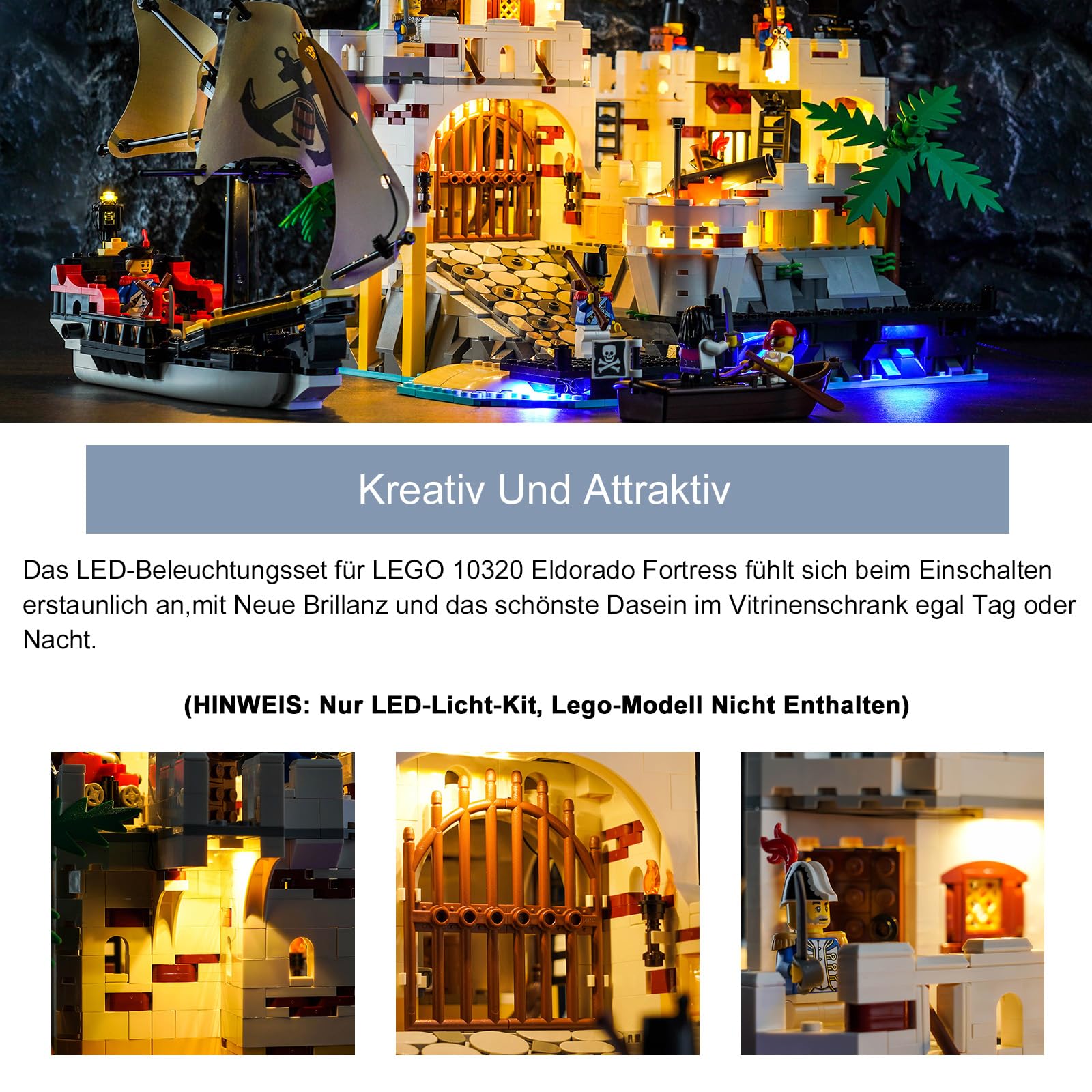Zestaw oświetlenia dekoracyjnego zdalnego sterowania do Lego Eldorado Fortress (nie Lego), Zestaw oświetlenia do Lego 10320 Eldorado Fortress Kreatywna zabawka dla dorosłych