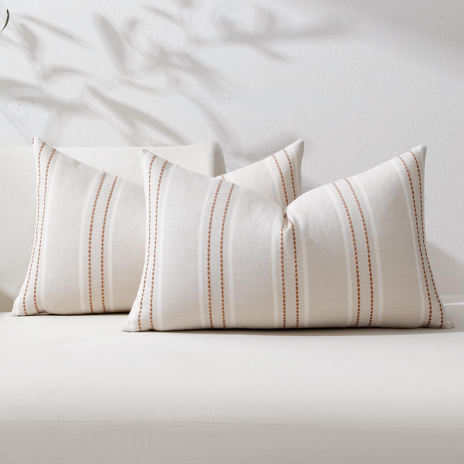 Hckot Terracotta Throw Pillow Covers 12x20 Set of 2 Striped Pillow Covers