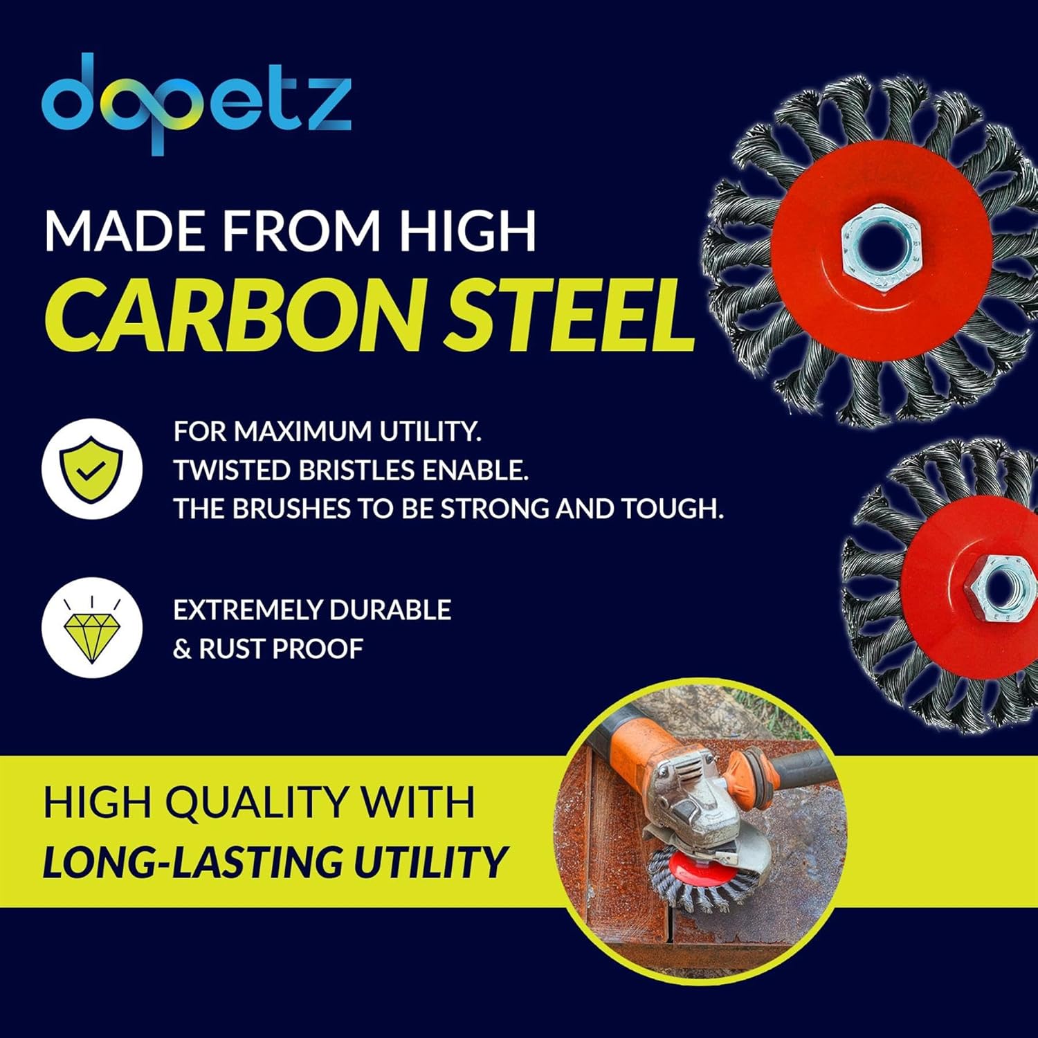 Dapetz 4" 100mm Twist Knot Wire Brush/Wheel 115mm For Angle Grinder Sanding M14