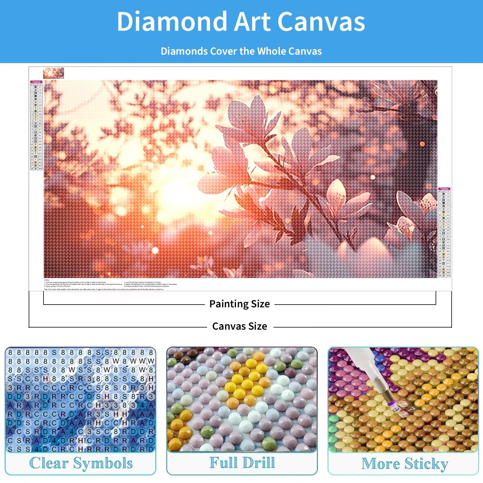 Diamond Painting Erwachsene 140x70 cm, 5D Blume Diamond Art Set Q0-188