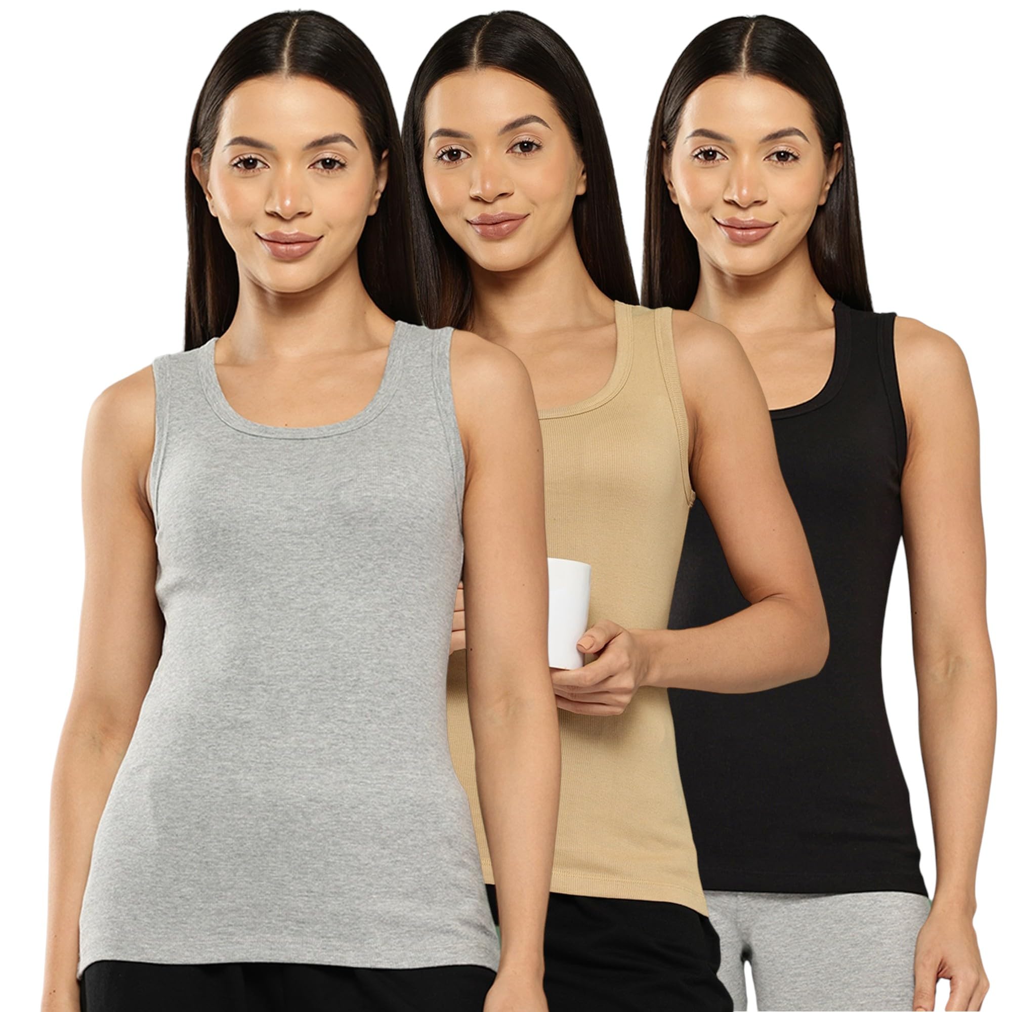 leading lady Women Cotton Thermal Sleeveless Tank Top Round Neck Winter Wear (Pack of 3)-picture-18