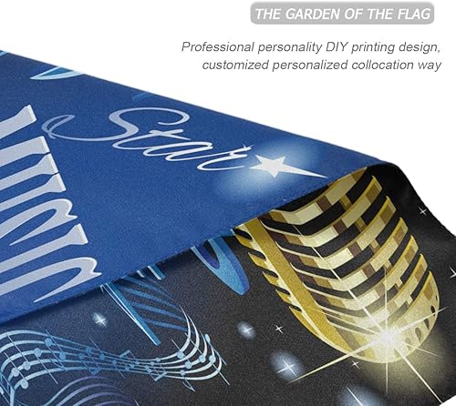 Miniatura 4 de VIKKO Bandera de jardín con micrófono retro dorado con nota musical, bandera grande para patio, de poliéster de bienvenida de doble cara, para