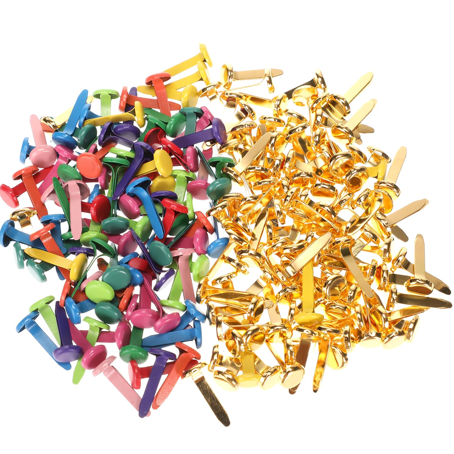 Acooruiteng Colorful + Gold Split & Pin Craft Metal Paper Fasteners 8Mm X 18Mm Multicolor Split Pins Mini Brads Round Scrapbooking Brads For Paper Craft Diy Stamping 200Pcs