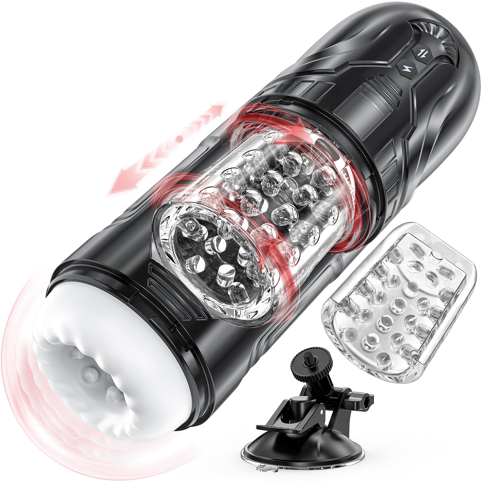 HIVEFUN Masturbâteur Homme Mains Libres, Sex Toys Masturbateurs Masculins Automatique avec Turbo en un Clic 7 Modes de Poussée et de Rotation