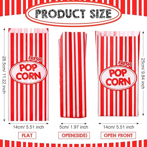 Miniatura 2 de 300 bolsas de palomitas de maíz, cajas de palomitas de maíz, bolsas de papel rojo y blanco, bolsas de palomitas de maíz para carnaval, películas,