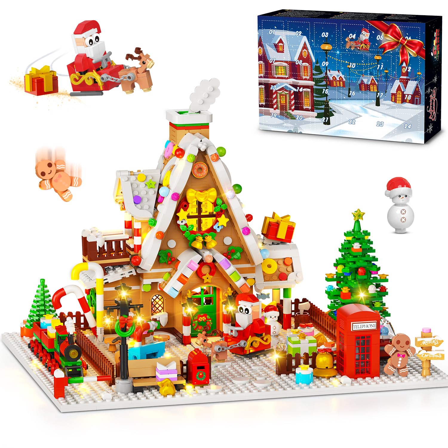 INSOON Adventskalender 2026 Lebkuchenhaus Mini Klemmbausteine Set mit Licht