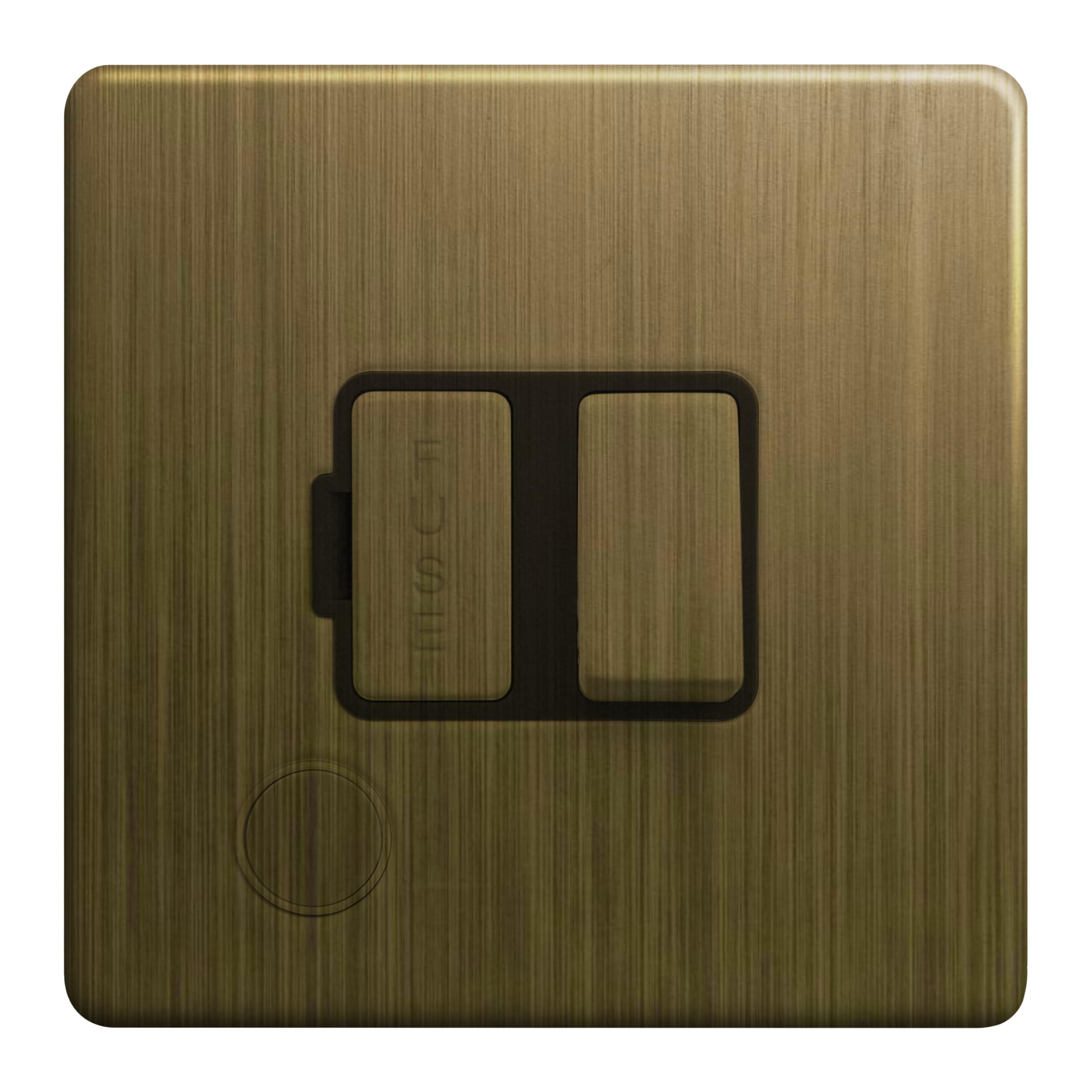 EVOGES Terra Switched Fused Connection Unit with Flex Outlet – 13A FCU with Neon Indicator, Wall Mounted Fused Spur for Fixed Appliances, UK Wiring Accessories (Antique Brushed Brass)