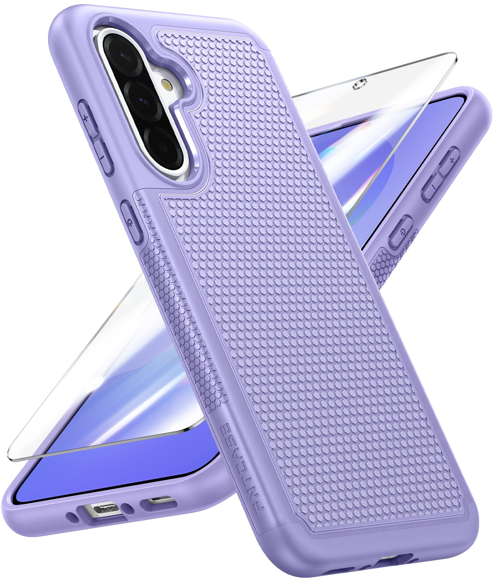 FNTCASE for Galaxy A36-5G Phone Case: Samsung Dual Layer Non Slip Cover | With Screen Protector, Military Grade Shockproof Drop Protection, Matte Textured Protective Cases for Daily Use, Light Purple