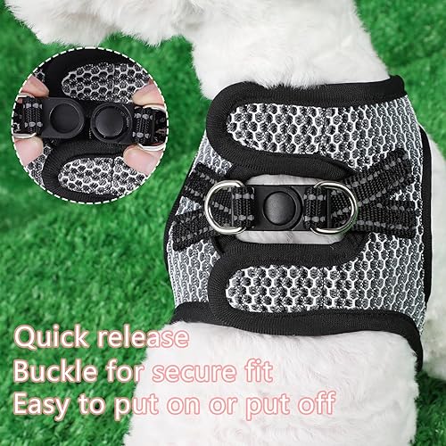 Miniatura 5 de Arnés para perros  Chaleco transpirable para cachorros para perros pequeños, arnés de malla para gatos (negro, S)