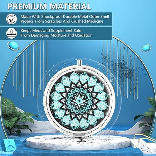 Miniatura 2 de Pastillero de 3 compartimentos para medicina, pastillero portátil para bolsillo o bolso, pastillero decorativo de metal para medicina, organizador