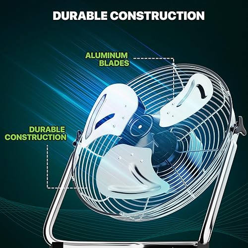 Miniatura 5 de Magshion Ventilador de piso de metal de alta velocidad de 16.5 pulgadas, ventilador industrial de 3 velocidades para garaje, sótano y gimnasio,