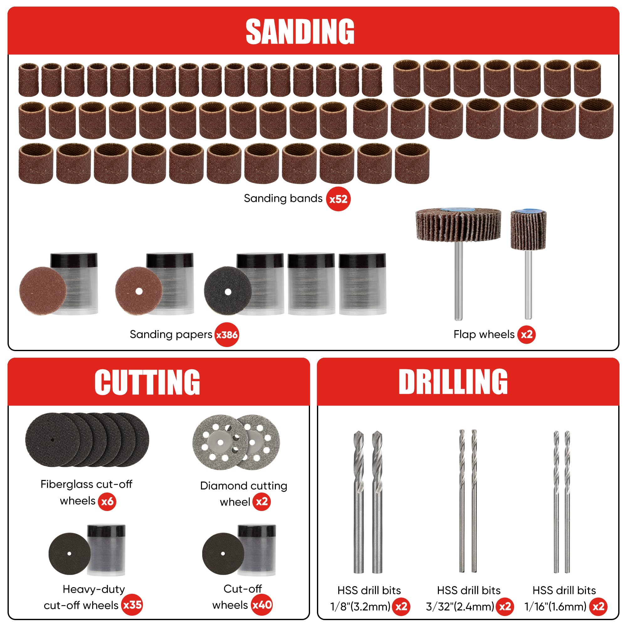 Kit de accesorios de herramientas rotativas de 618 piezas, se adapta a herramientas rotativas Dremel, ajuste universal para pulir, lijar, cortar, perforar, grabar, moler con estuche de