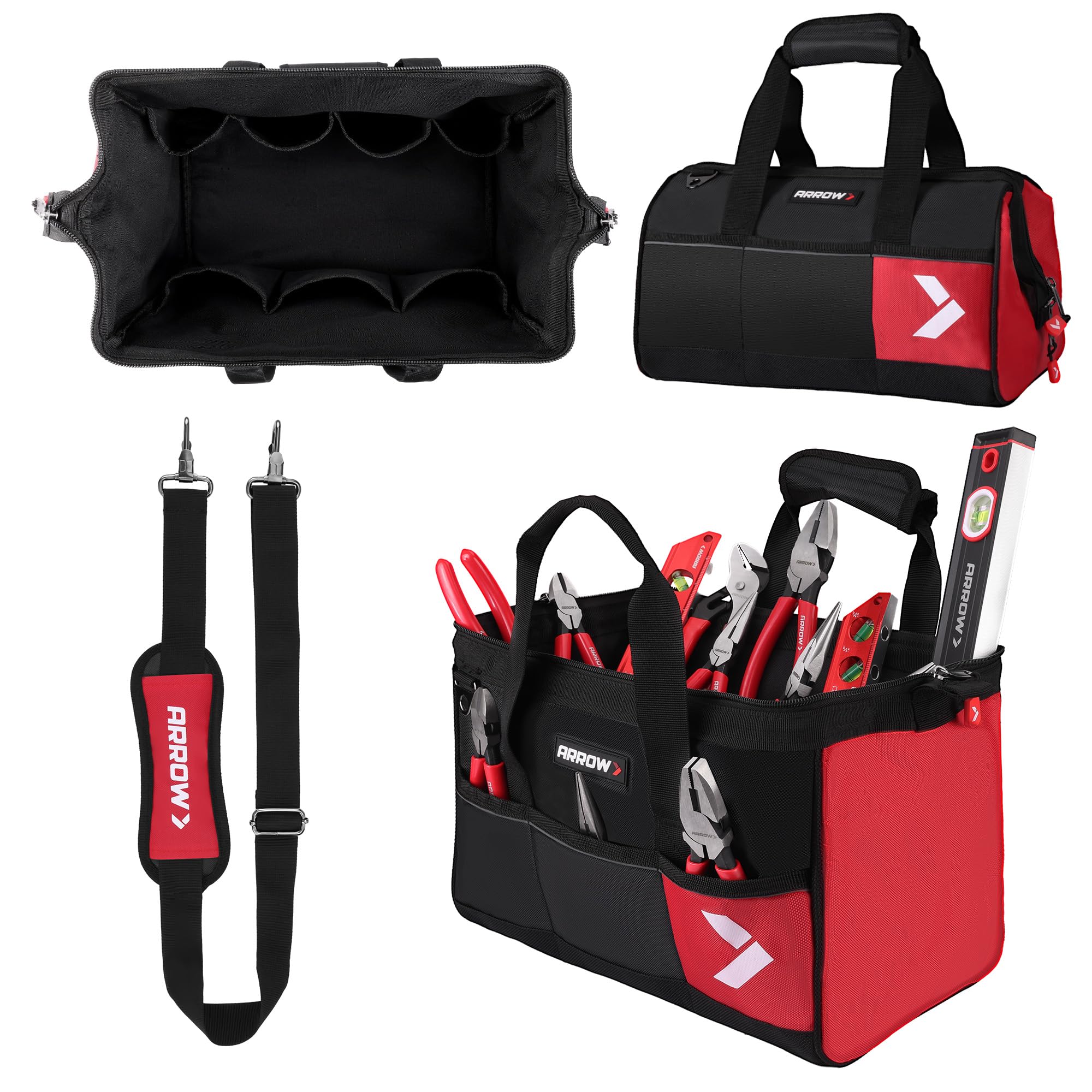 ARROW 14" Heavy Duty Tool Bag with Reflective Band, Tool Organizer Bag | Anti-Slip Feet,…