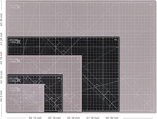 Miniatura 6 de Elan Tapete de corte A0 negro y beige, 5 capas, tapete de corte autorreparable, 47.2 x 35.4 in, tabla de cortar para manualidades, alfombra de arte,