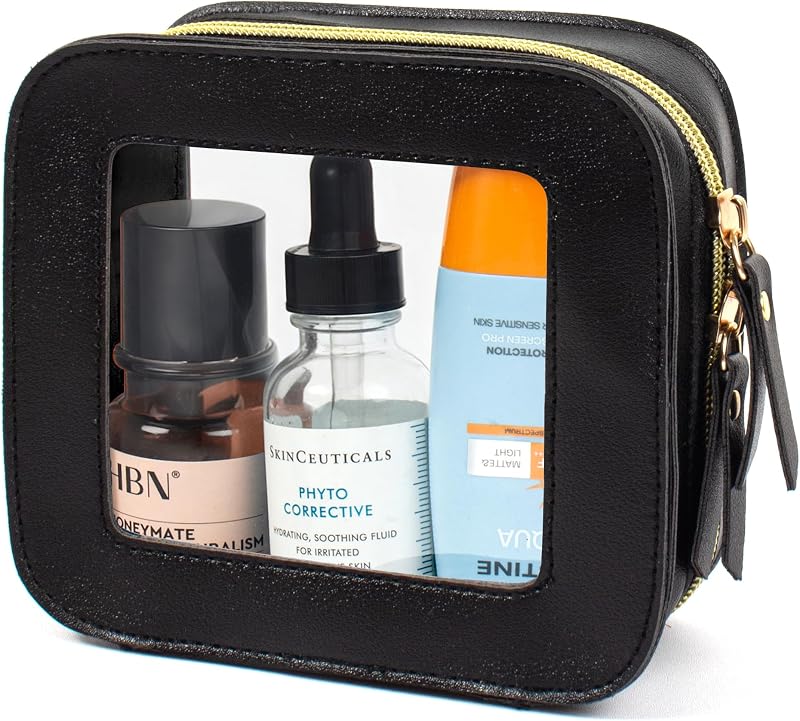 Necessaire transparente LETGO com zíper, preta, modelo YunGoGo-Mini Makeup, Mini-clear