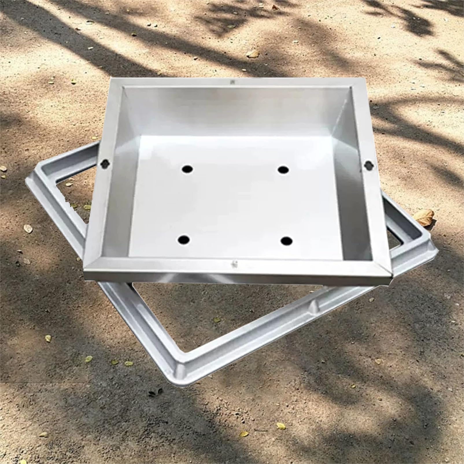 Coperchio per pozzetto Commerciale a Scomparsa di Forma Quadrata, Realizzato in Acciaio Inox 304, con Installazione a F, Dimensioni: 75x75 cm, Soluzione di Passaggio di Sicurezza HeavyDu, re