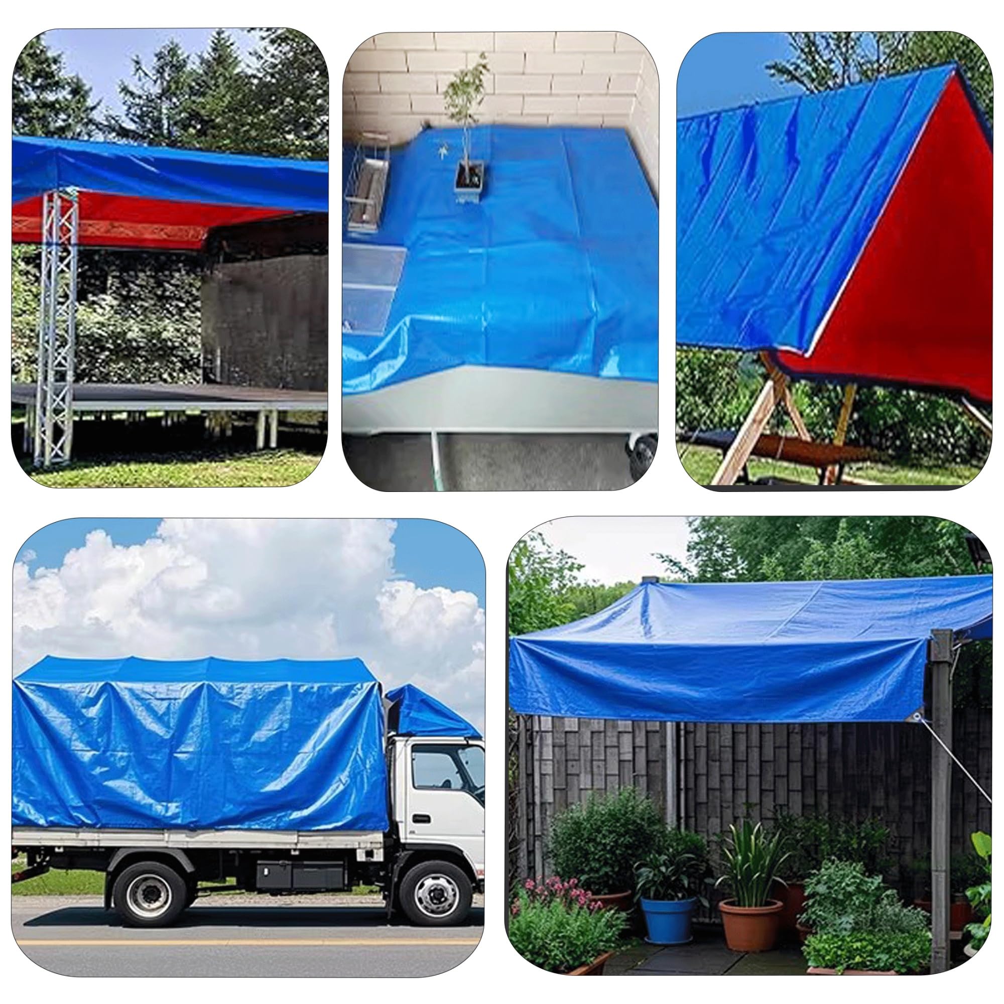 Abdeckplane Wasserdicht LKW Plane mit Ösen, 2x33m 220g/m² Schutzplane Gewebeplane für Gartenmöbel Holz Trampolin Poll Auto, Reißfest Beidseitig Beschichtet PE Blau Orange