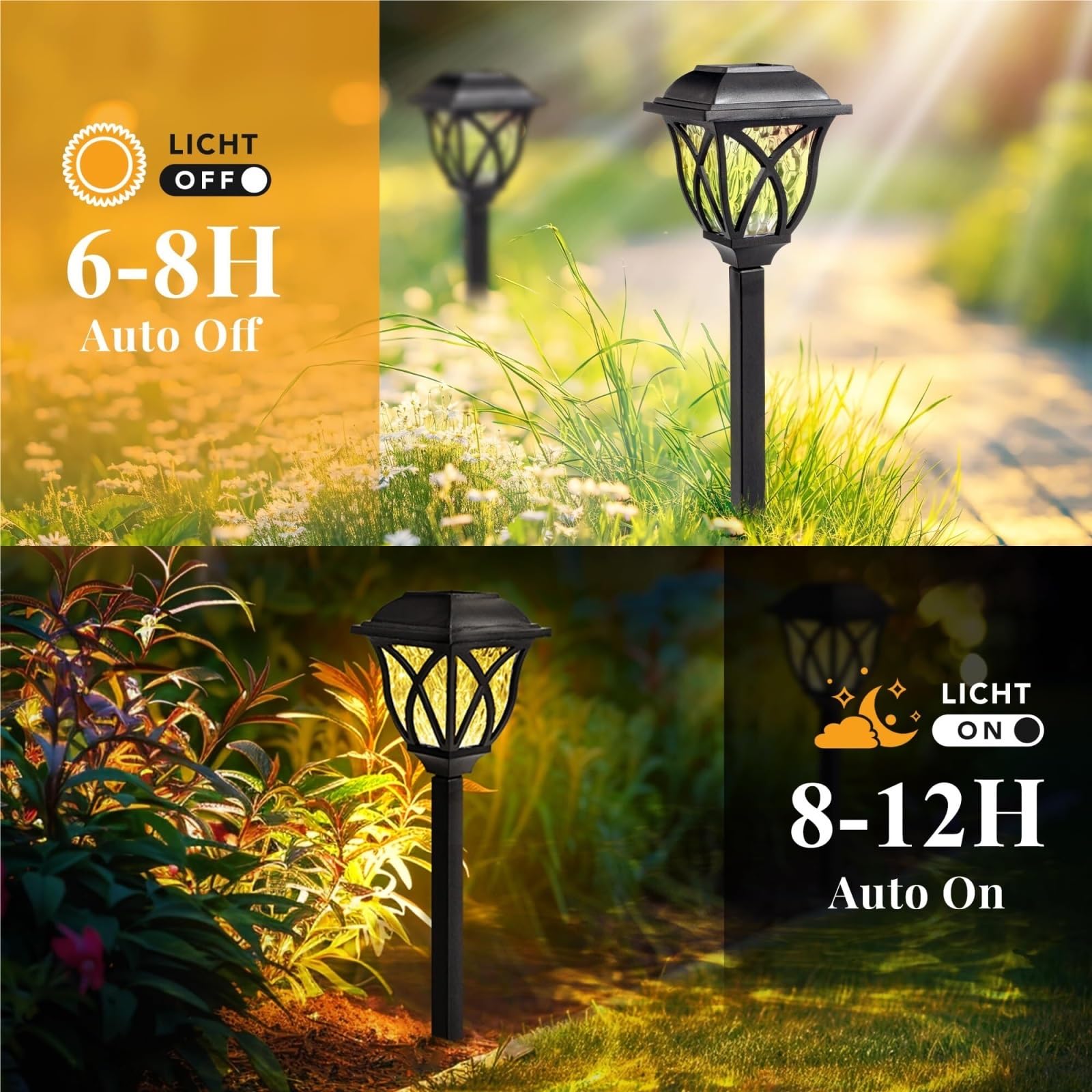Lampa Solarna Lampy solarne zewnętrzne wodoodporne LED do dekoracji ogrodu Zewnątrz Dekoracyjne(Warm White)