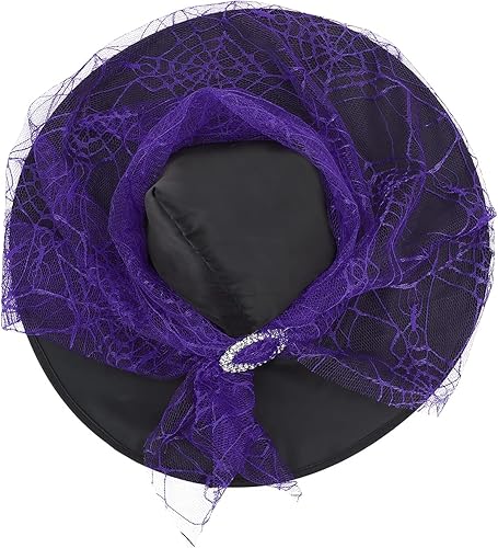 Miniatura 3 de American Trends Sombrero de bruja de Halloween para mujer, accesorio de disfraz de Halloween de encaje para fiesta