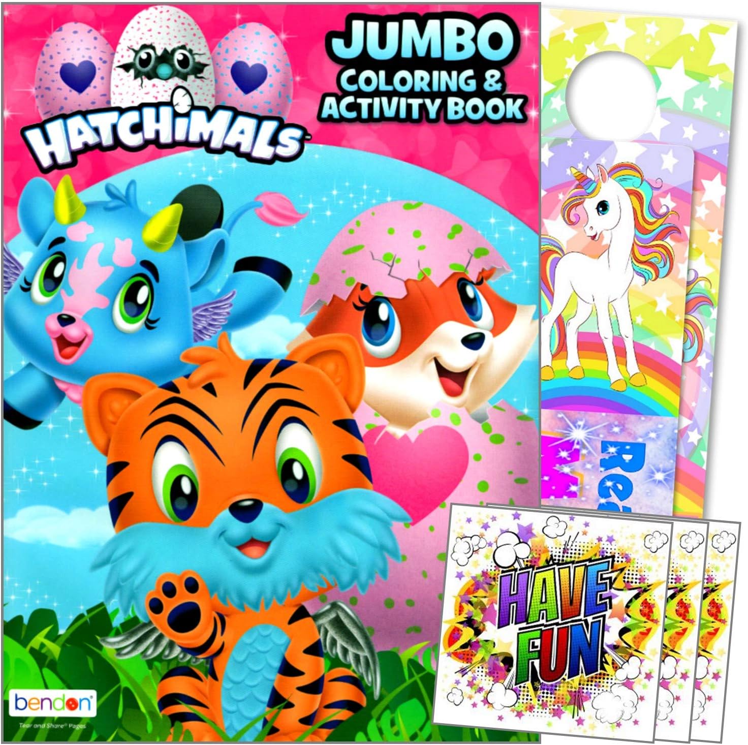 Hatchimals Coloring Activities Book Activity Set Bundle Includes Separately Licensed Specialty Doorhanger, Bookmark, and Reward Stickers