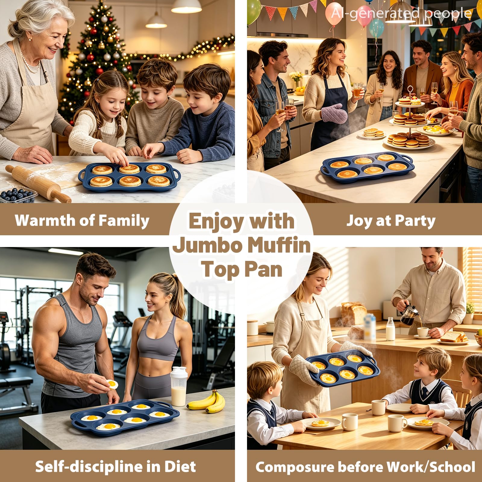 Jumbo Silicone Muffin Top Pan - Non Stick & Easy Clean -9