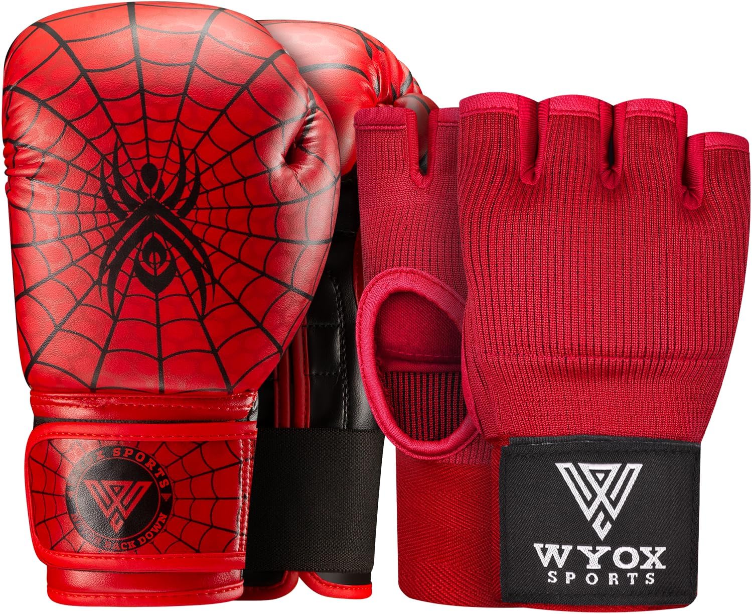 WYOX Kids Boxing Gloves 4oz 6oz 8oz with Gel Hand Wraps – Youth Boxing Gloves Set for Boys Girls, Padded Knuckle Inner Gloves, Punching Bag, Sparring, MMA, Muay Thai, Kickboxing Training Gear