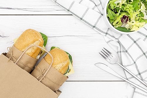 Miniatura 5 de AME D'ESSENCE (100 unidades) bolsas de papel kraft marrón con asas, bolsas de comestibles reutilizables, gran bolsa de regalo, bolsas de compras