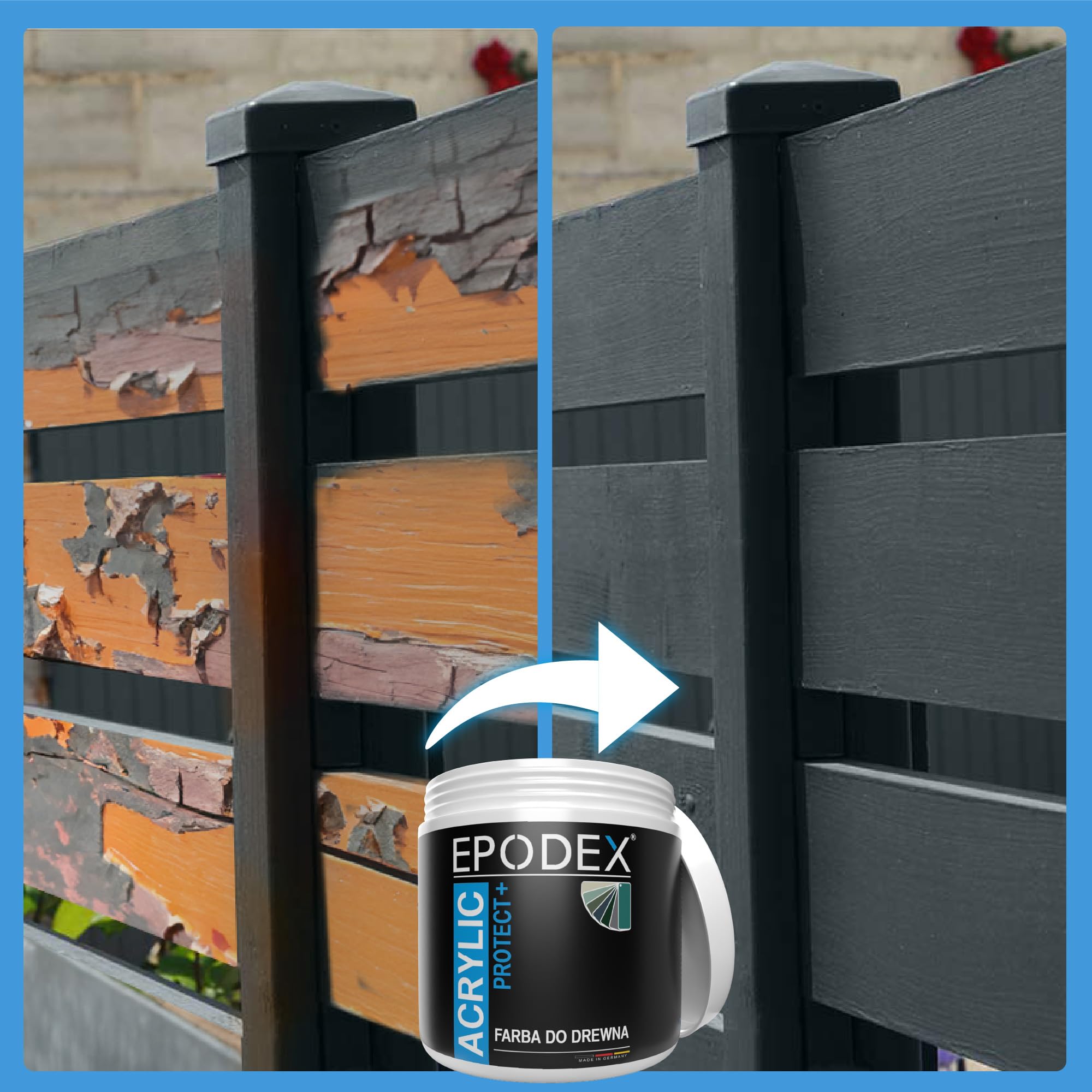 EPODEX ACRYLIC PROTECT+ Farba Ochronna do Drewna - Szwedzka czerwień