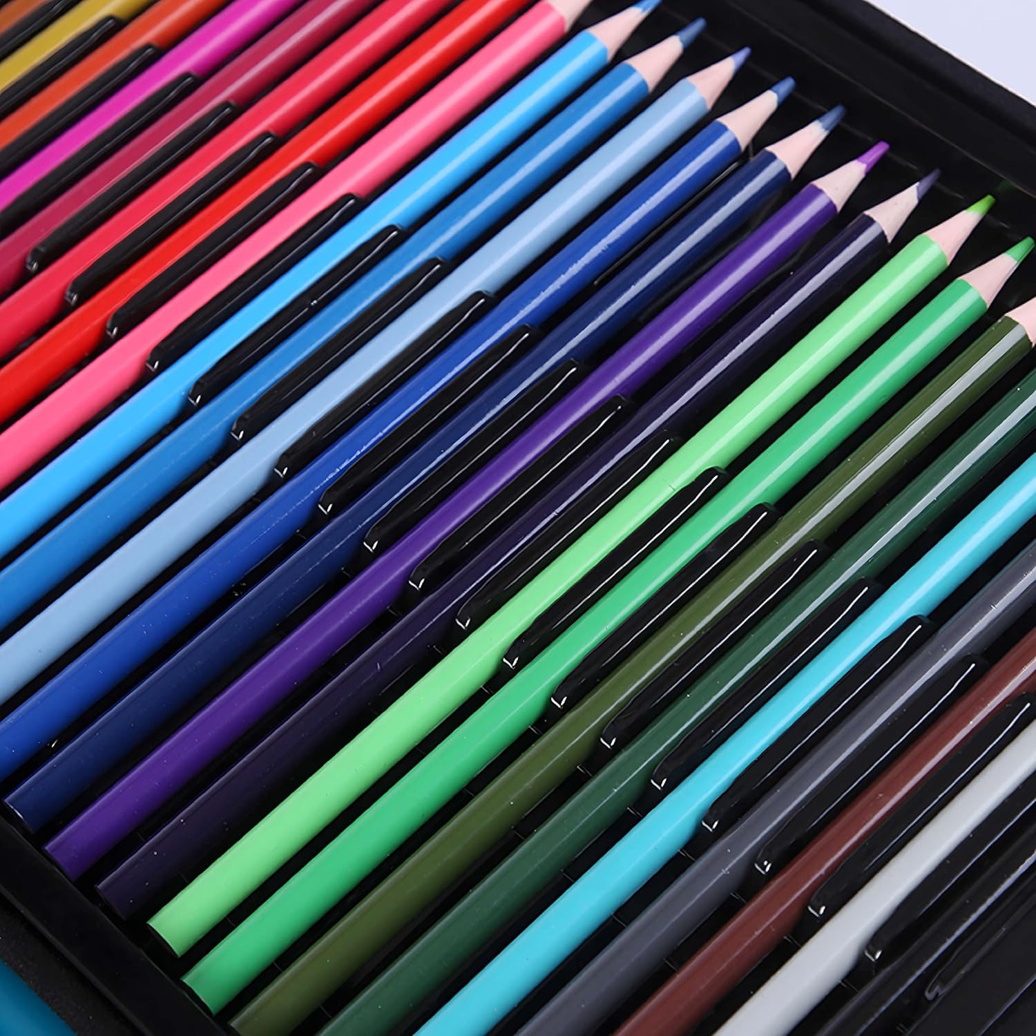 H&F Heimtextilien 145-Piece Painting Set in Blue Aluminium Case - Colouring Pencils, Felt Tip Pens, Water & Acrylic Paints, Oil Pastels & Brushes - Painting Case for Children Aged 3 Years and Up
