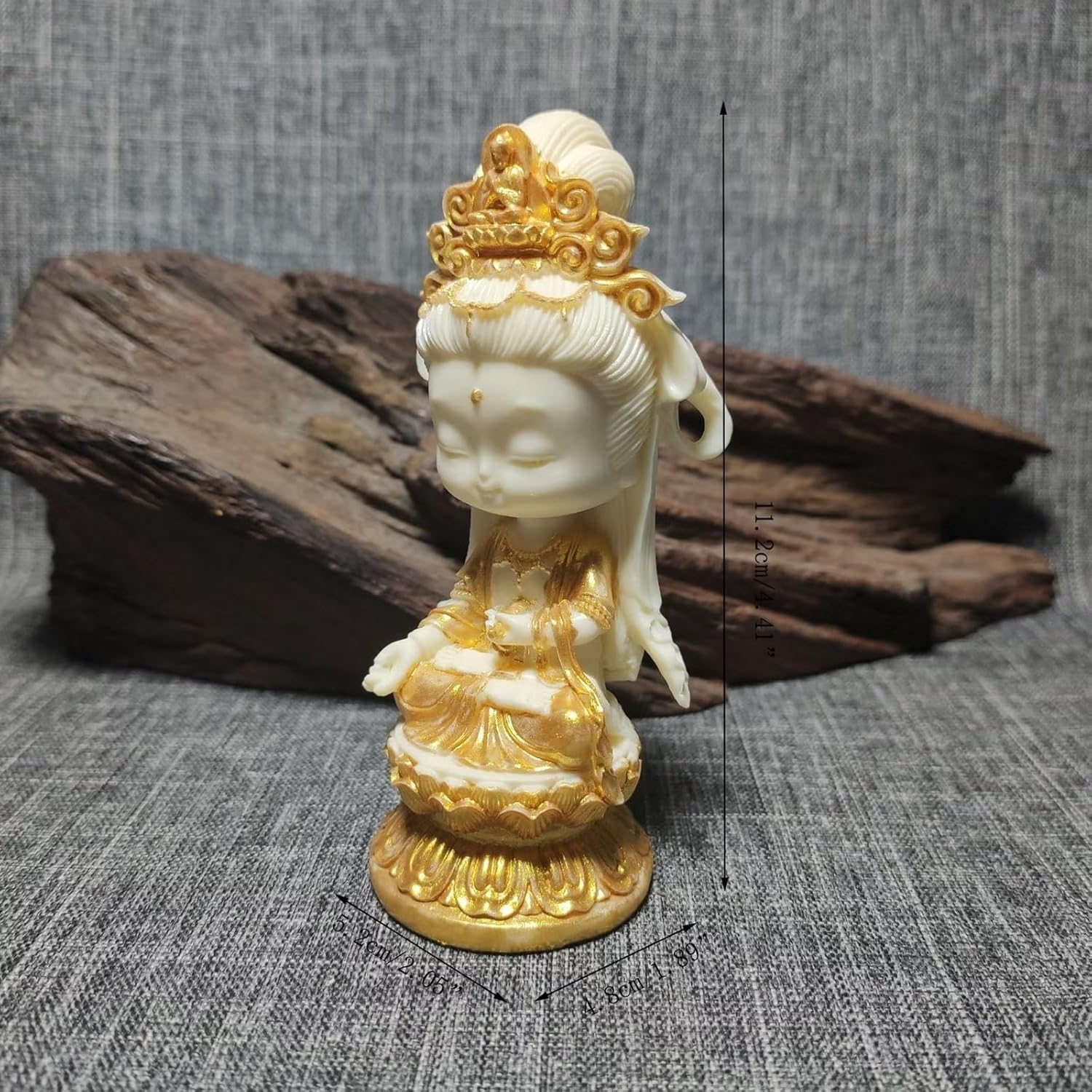 Cute Guan Yin Statue - Feng Shui Decor, Mini Cartoon Kuan Yin Statue for Home, Office, Garden