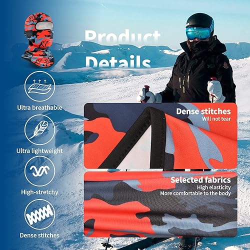 Miniatura 153 de YESLIFE Máscara de esquí, máscara facial para hombres y mujeres, esquí, snowboard, motocicleta, protección UV y protección contra el viento 6 Negro