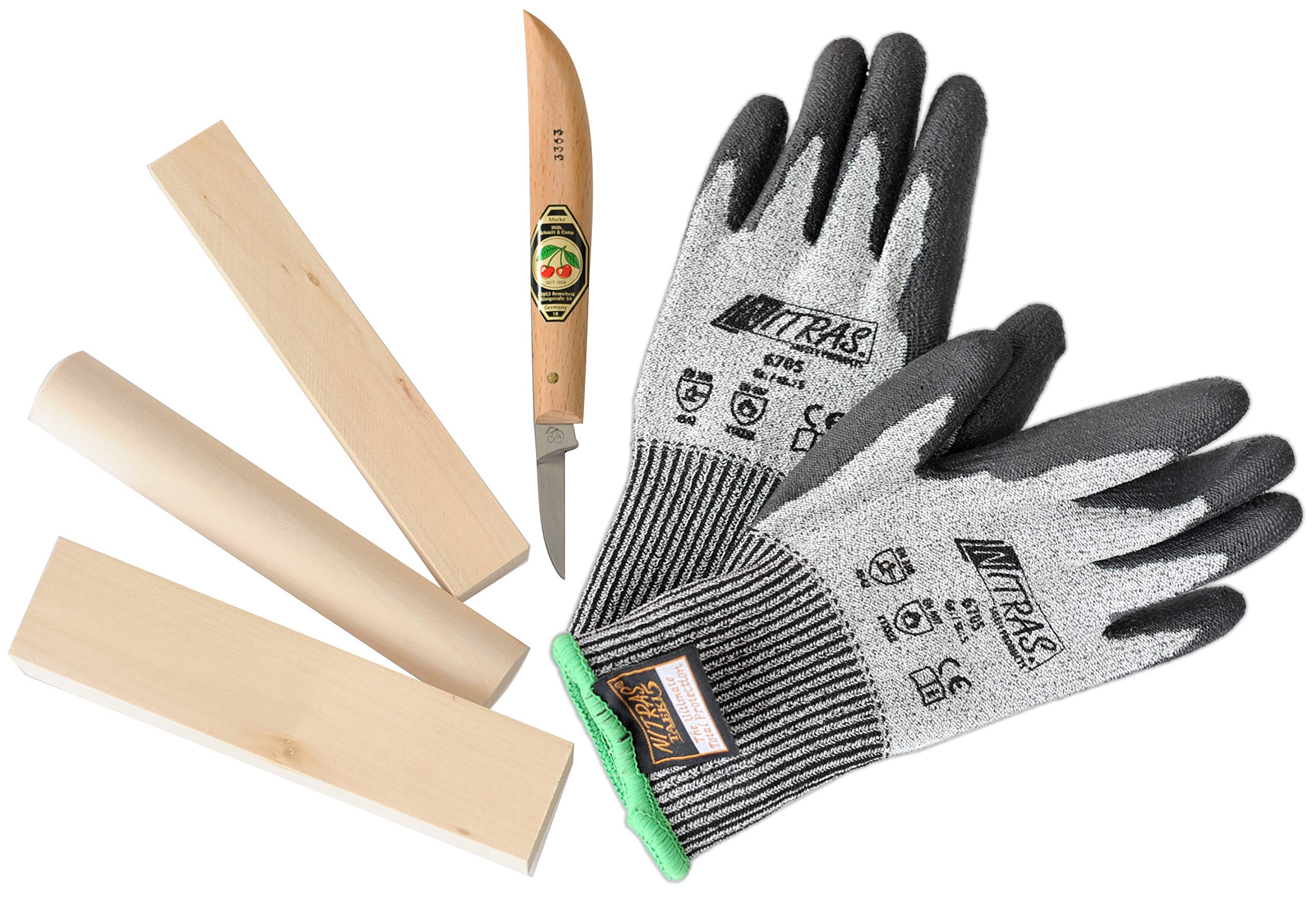 A600377 Schnitz-Set Messe,Handschuhe,Holz - Kids at work