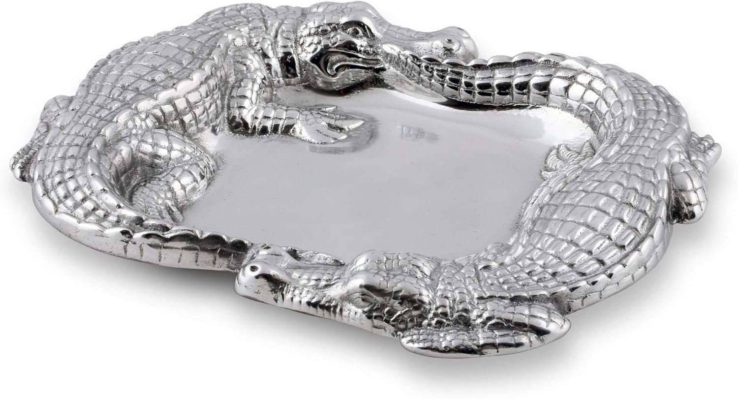 Oval Metallic Aluminum Alligator Catchall Tray