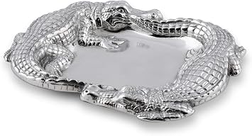 Arthur Court Designs Aluminum Alligator Food Service Tray, Desktop Storage Organizer, Catchall, Valet, Nightstand or Dresser 9 inch Long