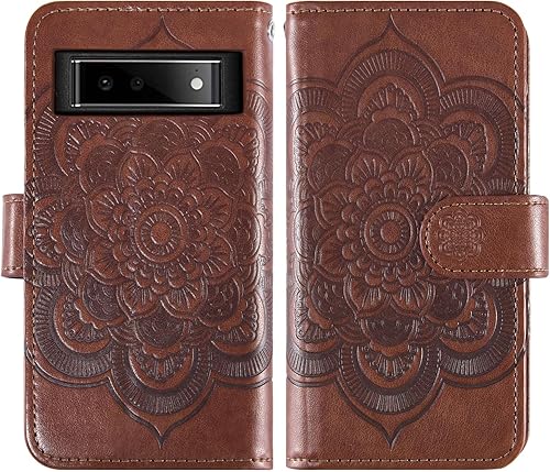 Miniatura 6 de Asuwish Funda de teléfono para Google Pixel 6A 5G 2022 con protector de pantalla de vidrio templado y soporte de tarjeta de crédito de cuero con