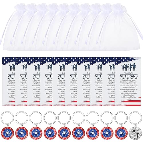 Veteran Day Metal Keychain Inspirational Thank You Card Appreciation Patriotic