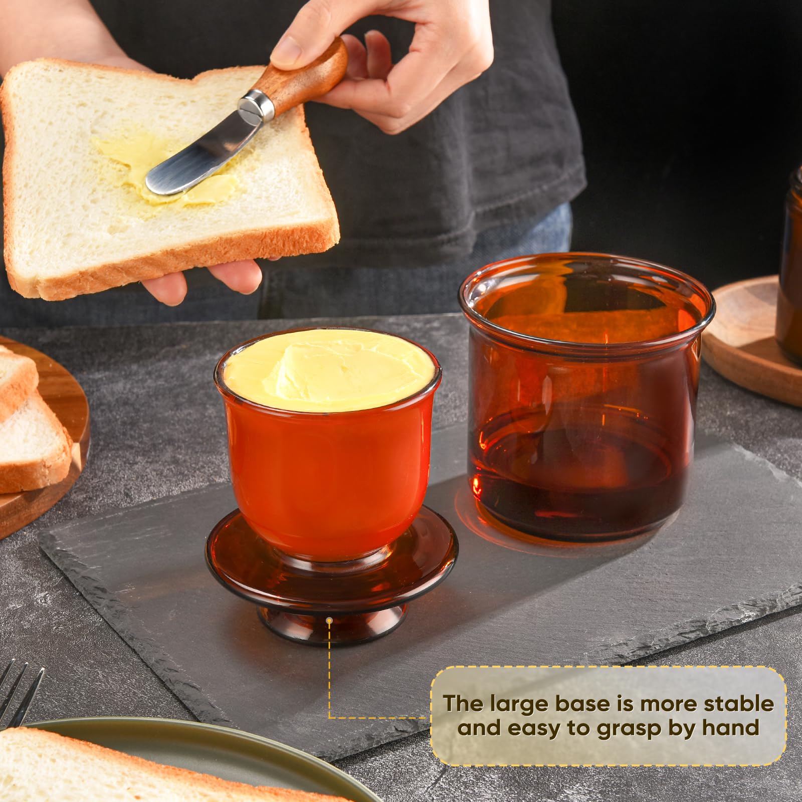 Mantequera De Mármol Blanco SPESHSTONES - 4 Pulgadas De Alto, Capacidad 90 Ml, Con Tapa, Mantiene La Mantequilla Blanda Con Agua