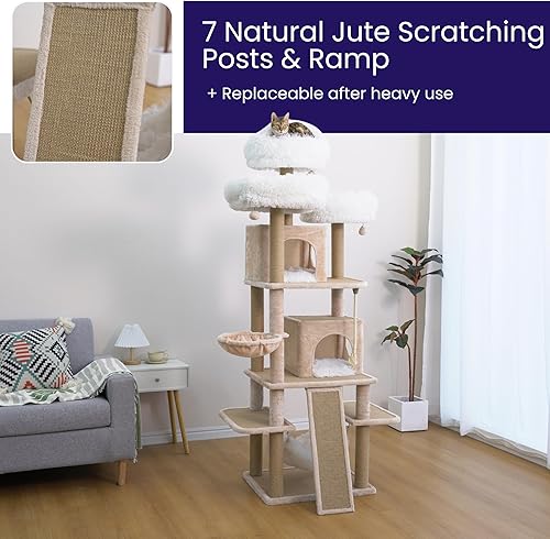 Miniatura 5 de Catry Árbol para gatos Babylon una torre compleja y dinámica para gatos con hamaca para gatos, poste rascador y juguetes juguetones, atrapa