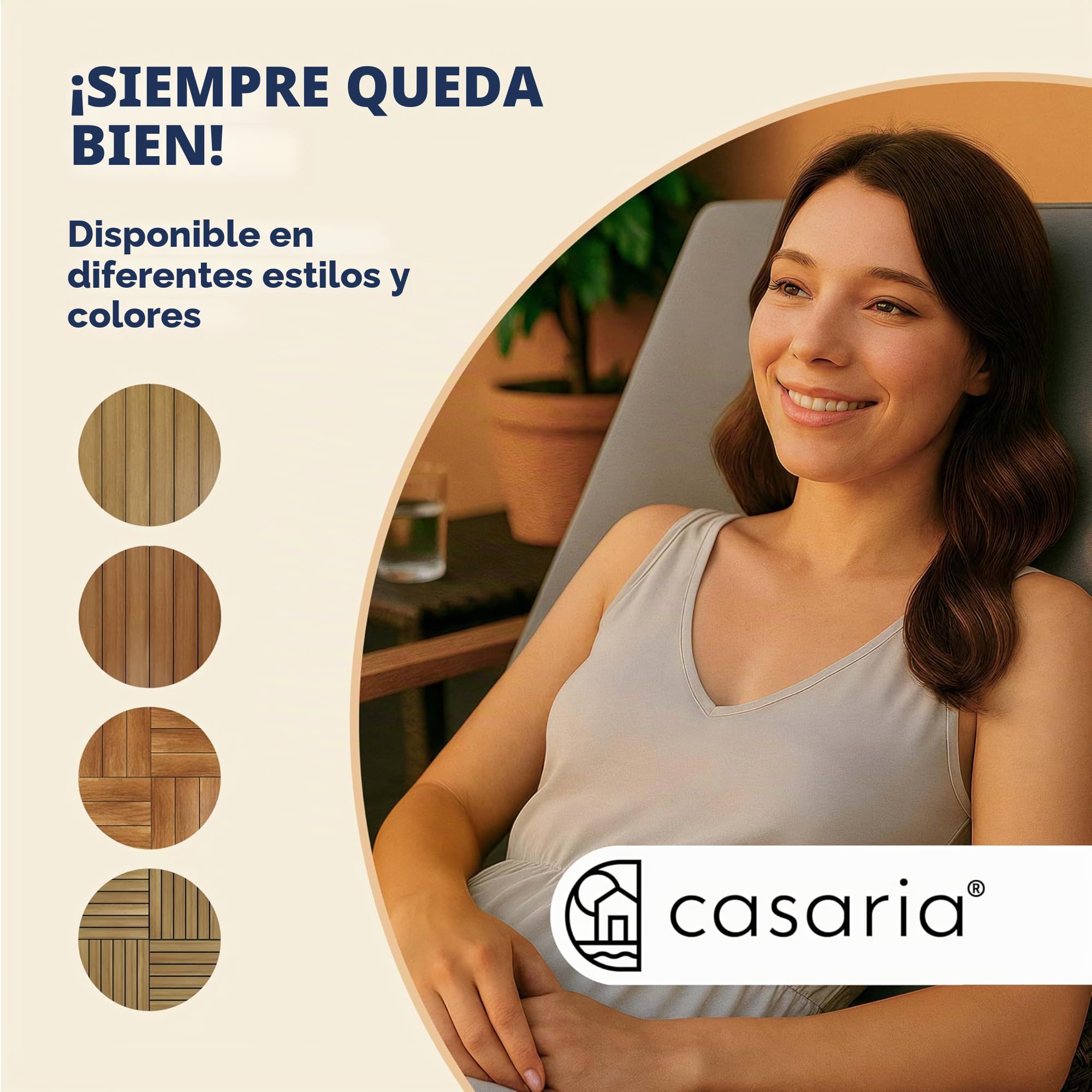 Casaria 22x Baldosas de Madera de Acacia Mosaico 30x30cm 2m² Certificado FSC® Losetas Jardín Terraza Balcón
