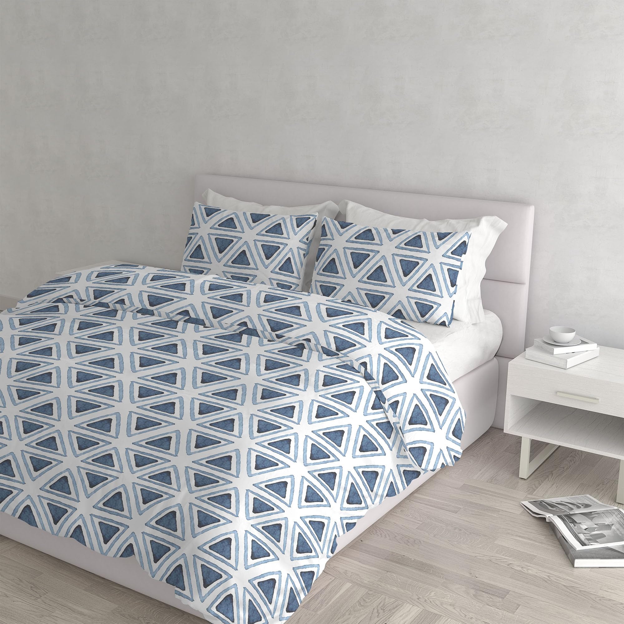 Italian Bed Linen "Fantasy Duvet Cover, Printed Microfibre, Triangoli, Double, Doppelte - Image 2